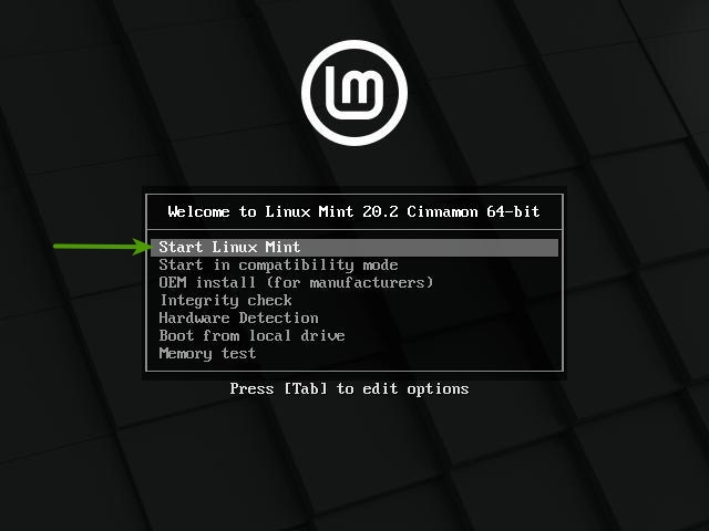 Linux Mint Install - Step 1