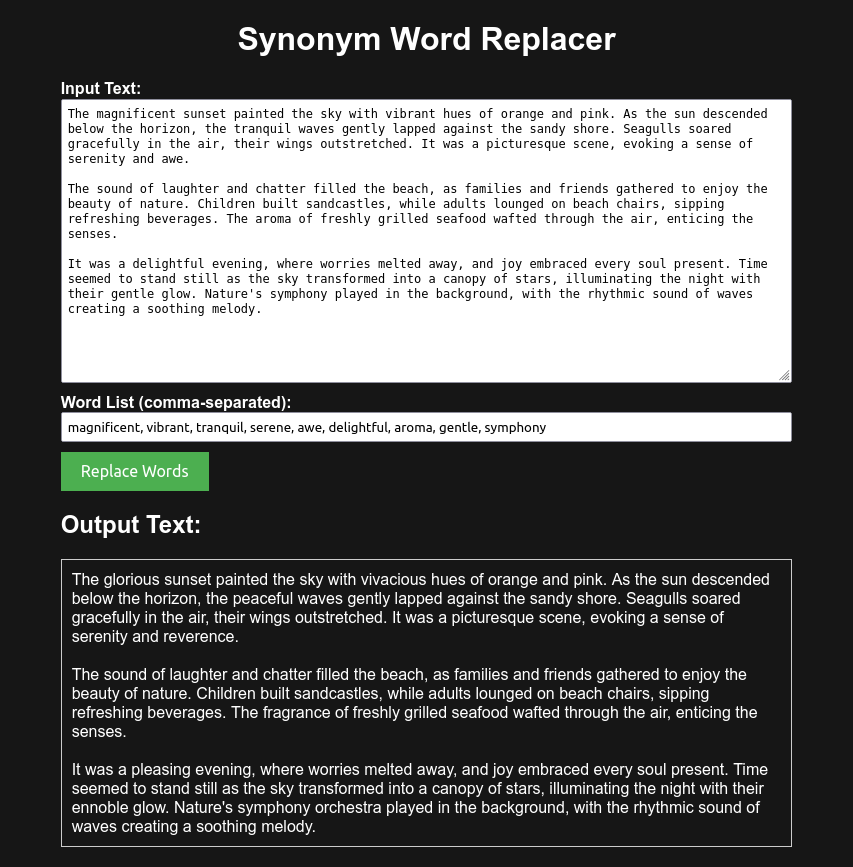 Synonym Word Replacer